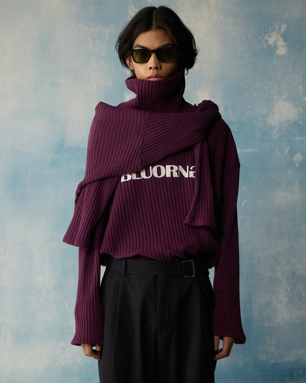 Maroon High Neck Rib Full Sleeve — Gallery View 1