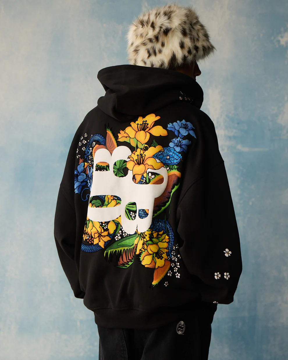 Black Poison Petals Zipper Hoodie — Gallery View 4